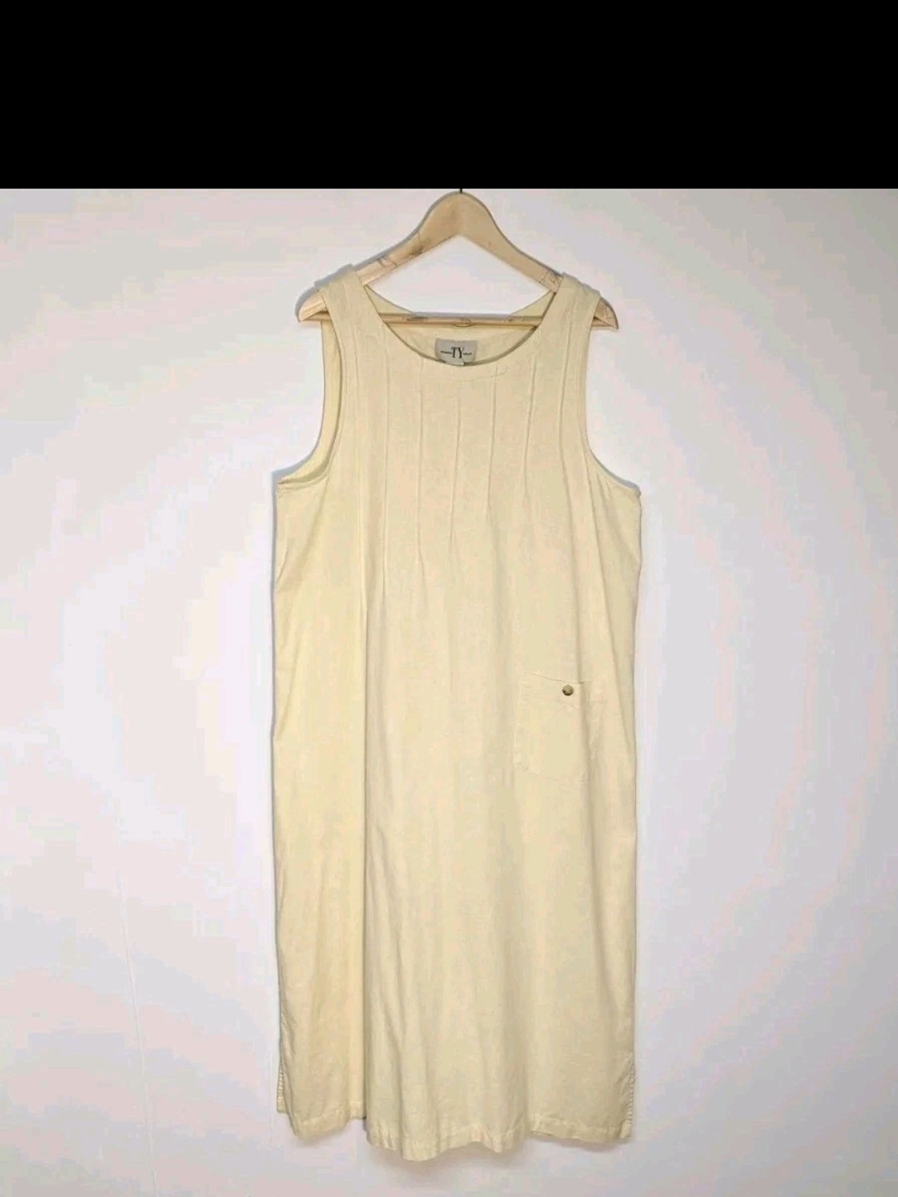 Original TY Light Yellow Linen Sleeveless Shift Dress - Minimalist Summer Dress